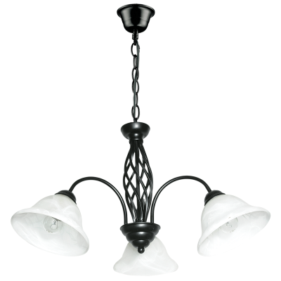 Metal Chandelier with Alabaster Glass (CH1032/3 BLACK)