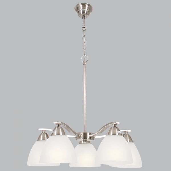 Satin Chrome Chandelier with Frosted Glass (CH167/5 SATIN)