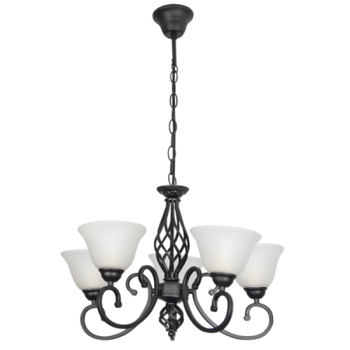 Metal Chandelier with Alabaster Glass (CH374/5 BLACK)
