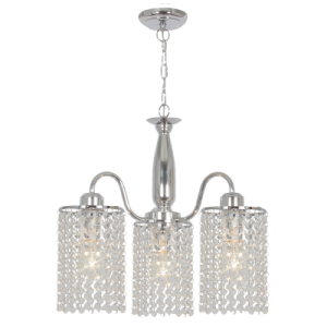 Polished Chrome Chandelier with Clear Acrylic Crystals (CH522/3 CHROME)