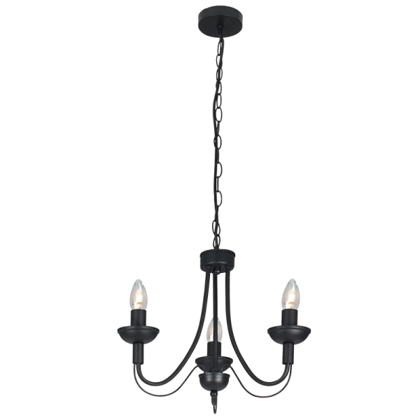 Metal Chandelier (CH523/3 BLACK)