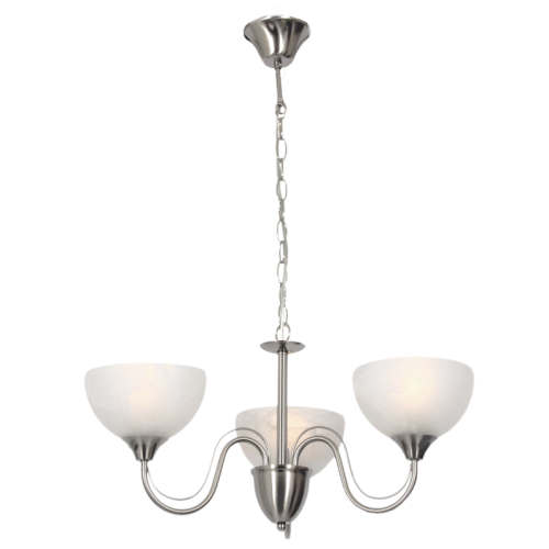 Satin Chrome Chandelier with Alabaster Glass (CH665/3 SATIN)