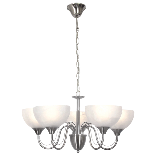 Satin Chrome Chandelier with Alabaster Glass (CH665/5 SATIN)