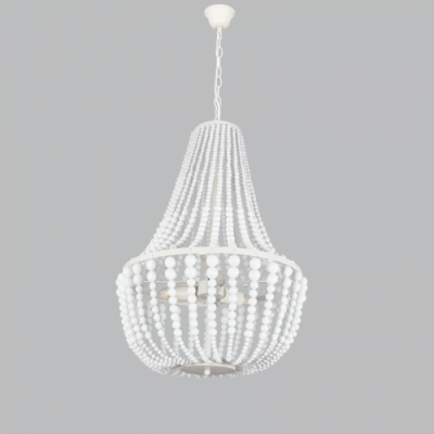 Metal and Wood Chandelier (CH890/3 WHITE)