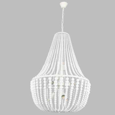 Metal and Wood Chandelier (CH891/8 WHITE)