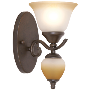 Metal Wall Bracket with Faded Brown Glass (WB108/1 RUST)