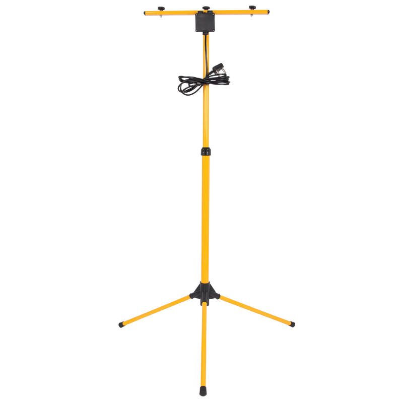Two Head Metal Floodlight Stand with Waterproof Connection Box and 3 Meter Cable (FL009 YELLOW/BLACK)