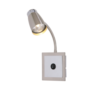 Satin and Polished Chrome Wall Fitting with Switch and Flexible Arm (WB2023 SATIN CHROME)