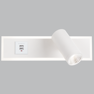 Aluminium and Acrylic Wall Bracket with 2 USB Ports and Switch (WB212 WHITE)