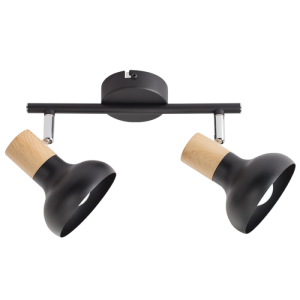 Black Metal with Wood Finish and Polished Chrome (S402/2 BLACK)