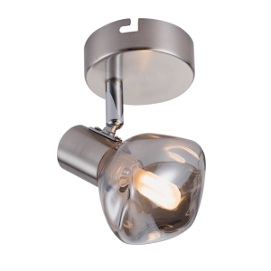 Satin Chrome Spotlight with Smoke Colour Glass (S404/1 SMOKE)