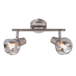 Satin Chrome Spotlight with Smoke Colour Glass (S404/2 SMOKE)
