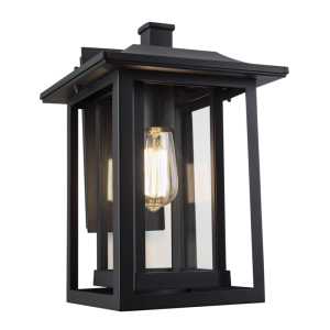 Down Facing Aluminium Lantern with Clear Glass (L518 BLACK)