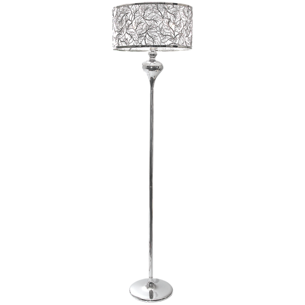 Polished Chrome Standing Lamp with Silver Patterned Shade (SL052 CHROME)