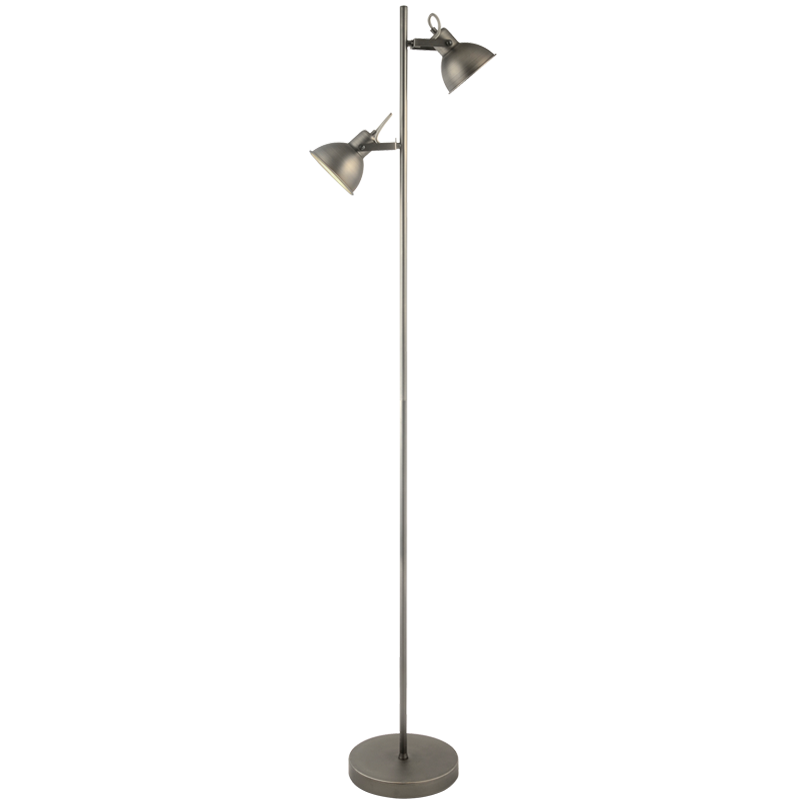Matt Antique Silver 2 Light Floor Lamp (SL062 ANTIQUE SILVER)