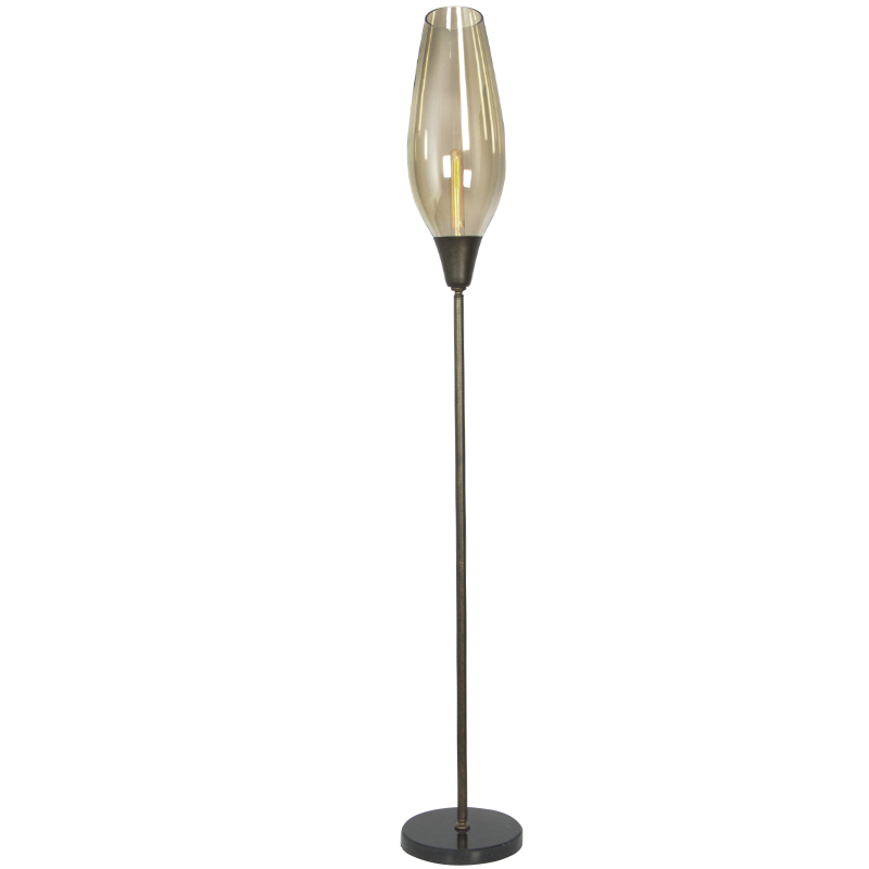 Metal Floor Lamp with Cognac Colour Glass (SL081 COGNAC)
