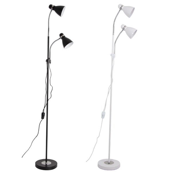 Metal and Polished Chrome Floor Lamp with Gooseneck Arms (SL089)