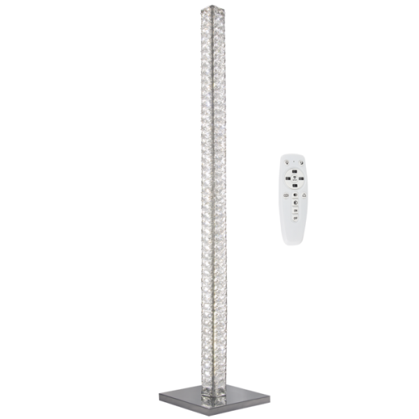 Polished Chrome Standing Lamp with Crystal with Remote Control (SL095 CRYSTAL)
