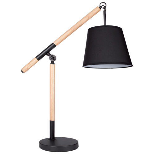 Metal and Wood Table Lamp with Black Fabric Shade (TL141 BLACK)