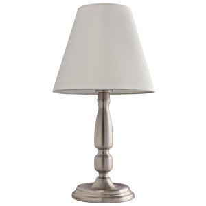 Satin Chrome Base with Cream Fabric Shade (TL149 STRAW SATIN)