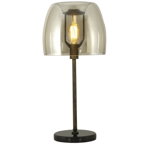 Metal Table Lamp with Cognac Colour Glass (TL175 COGNAC)