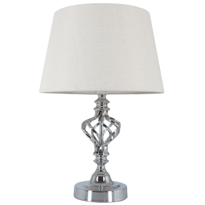 Polished Chrome Table Lamp with Cream Fabric Shade (TL176 CHROME)