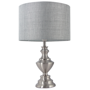 Satin Chrome Table Lamp with Smoke Fabric Shade (TL177 SATIN CHROME)