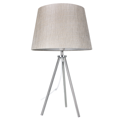 Polished Chrome Table Lamp with Champagne Fabric Shade (TL179 CHROME)