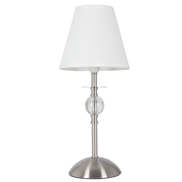 Satin Chrome and Clear Acrylic Table Lamp with White Shade (TL187 SATIN CHROME)