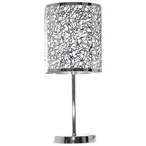 Polished Chrome Table Lamp with Silver Patterned Shade (TL400 CHROME)