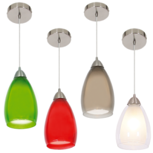 Satin Chrome Pendant with Double Glass (PEN044)