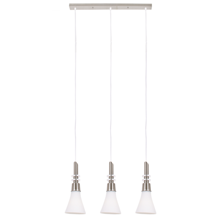 Satin Chrome Pendants with White Glass (PEN077/3 SATIN)