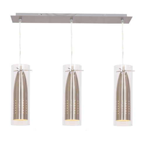 Bar Cord Pendant with Clear Glass (PEN2299/3 SATIN)