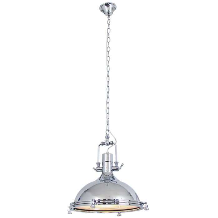 Polished Steel and Glass Pendant (PEN262 CHROME)