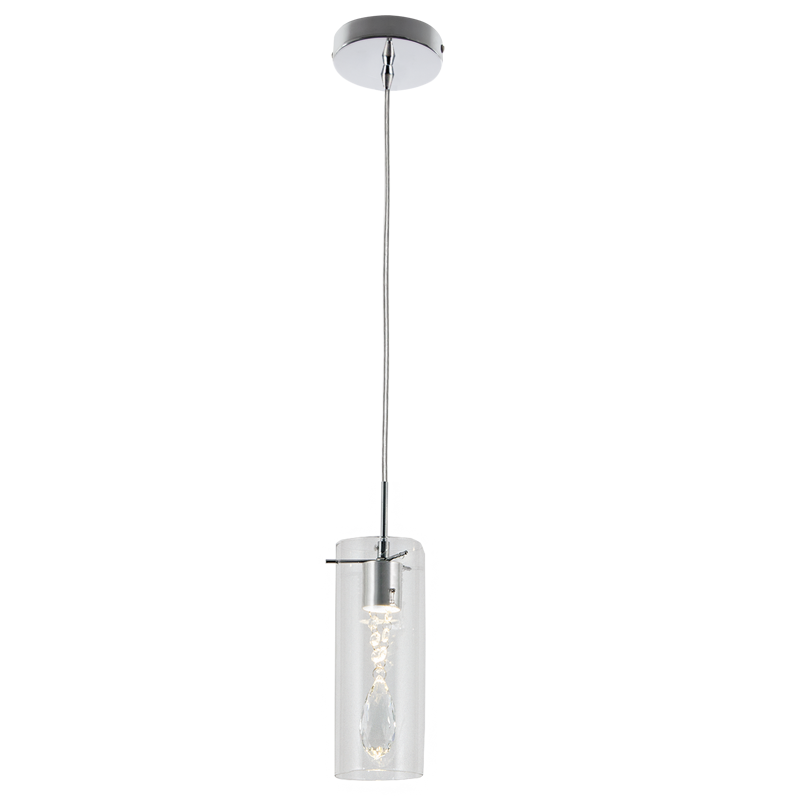 Polished Chrome Pendant with Clear Glass and Crystals (PEN280/1 CRYSTAL)
