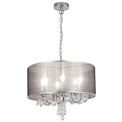 Polished Chrome Pendant with Transparent Siver Shade and Crystals (PEN281/6 CHROME)