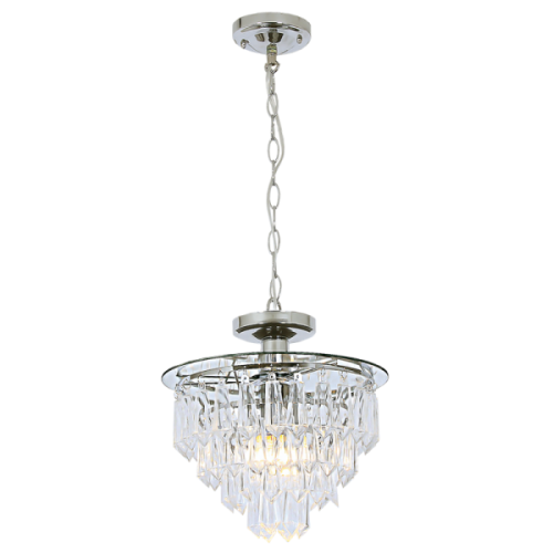 Polished Chrome Pendant with Clear Acrylic Crystals (PEN334/1 CHROME)