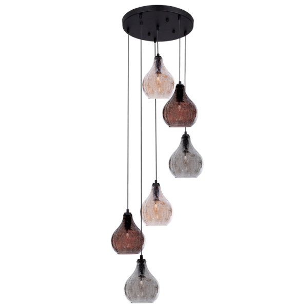 Metal Pendant with Crackle Glass (PEN369 BLACK)