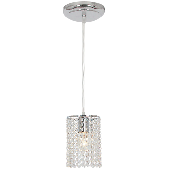 Polished Chrome Pendant with Clear Acrylic Crystals (PEN433/1 CHROME)