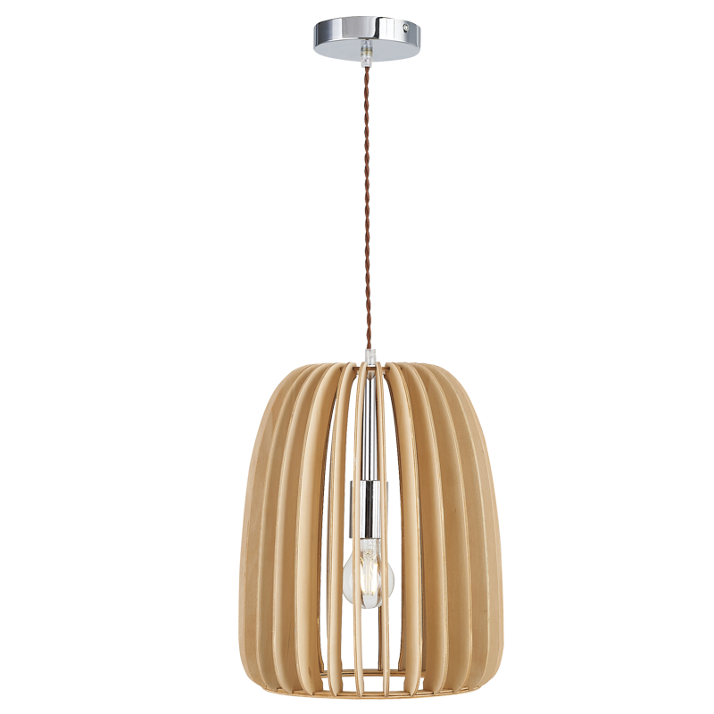 Polished Chrome Pendant with Wood (PEN445 WOOD)