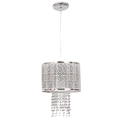 Polished Chrome Pendant with Silver Beads (PEN486/1 CHROME)