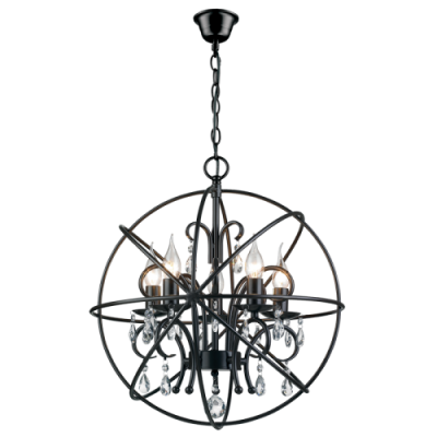 Metal Pendant with Crystals (PEN529/5 BLACK)