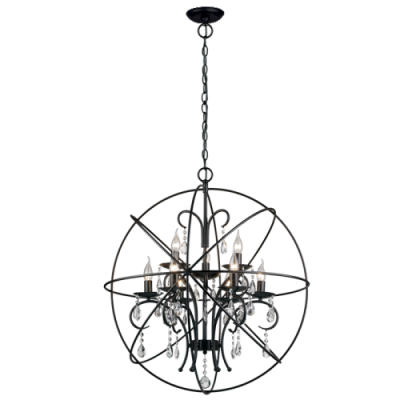 Metal Pendant with Crystals (PEN530/9 BLACK)