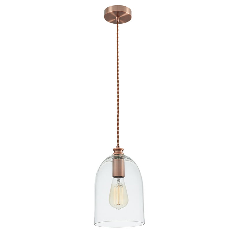 Red Bronze Cord Pendant with Clear Glass (PEN534 CLEAR)