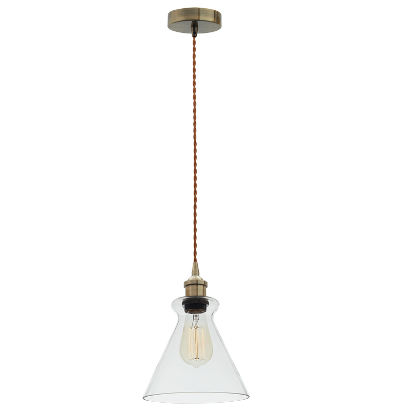 Antique Bronze Cord Pendant with Clear Glass (PEN536 CLEAR)