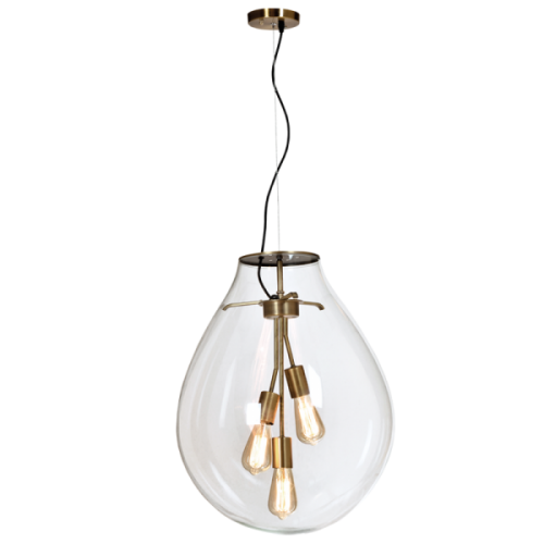 Matt Brass Pendant with Clear Glass (PEN571/3 GLASS)