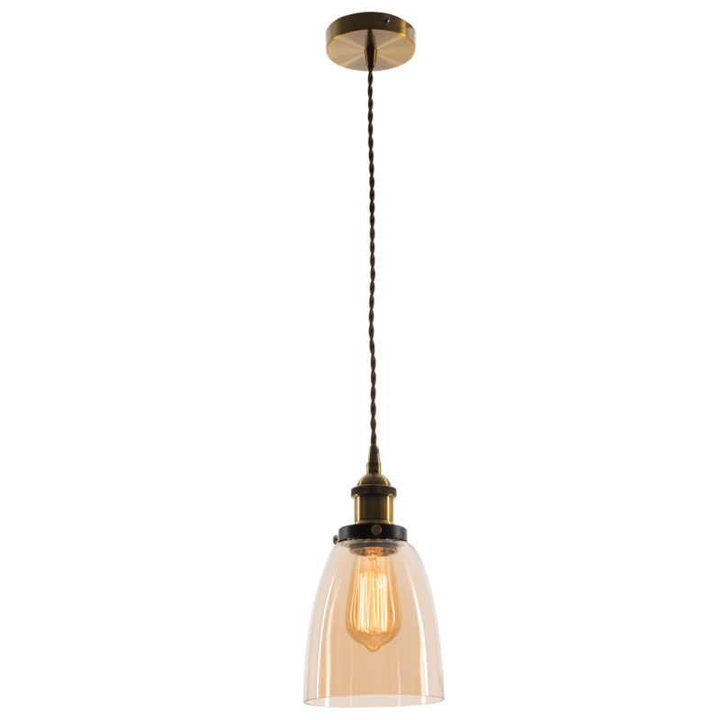 Metal Pendant with Amber Glass (PEN577 ANTIQUE)
