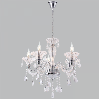 Polished Chrome Chandelier with Crystals (CH266/5 CRYSTAL)
