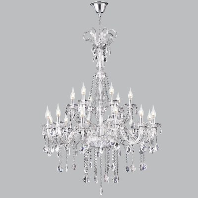 Polished Chrome Chandelier with Crystals (CH267/12+6 CRYSTAL)