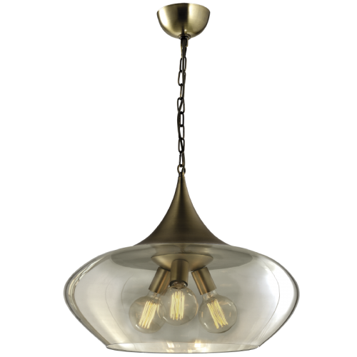 Metal Pendant with Cognac Colour Glass (PEN603 COGNAC)